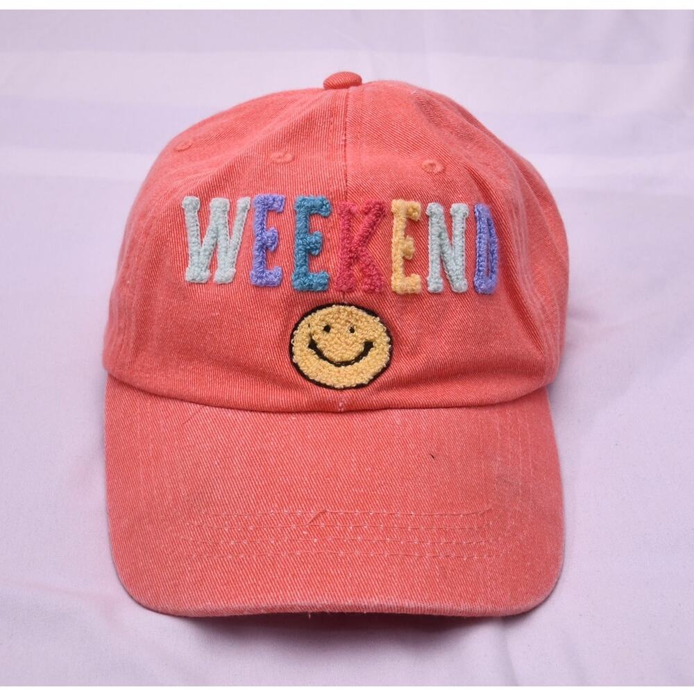 Weekend Smiley Face Pink Dad Hat Adjustable Cotton Cap DK Caps